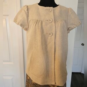 GAP Tan Linen/Cotton Cap Sleeve Blouse